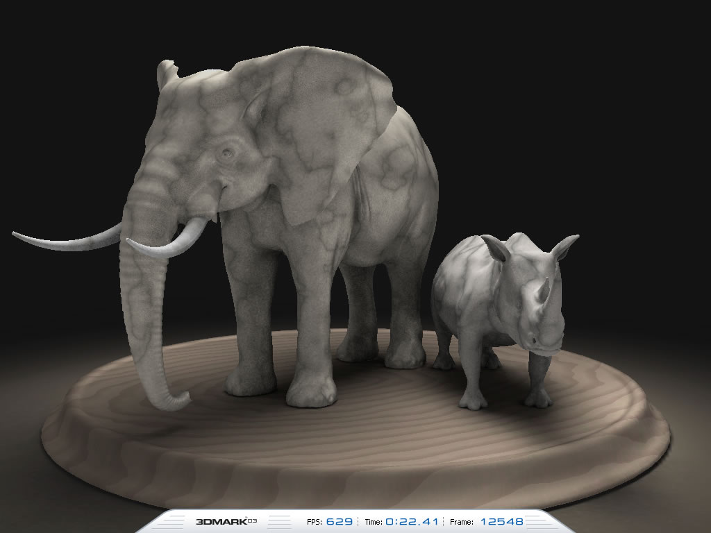 다시 말해, 3DMark03의 Feature Test에 나온 PixelShader 2.0 Test는 바로 대리석이나 나뭇결의 패턴을 프로시저르 텍스처로 생성한 것이었다