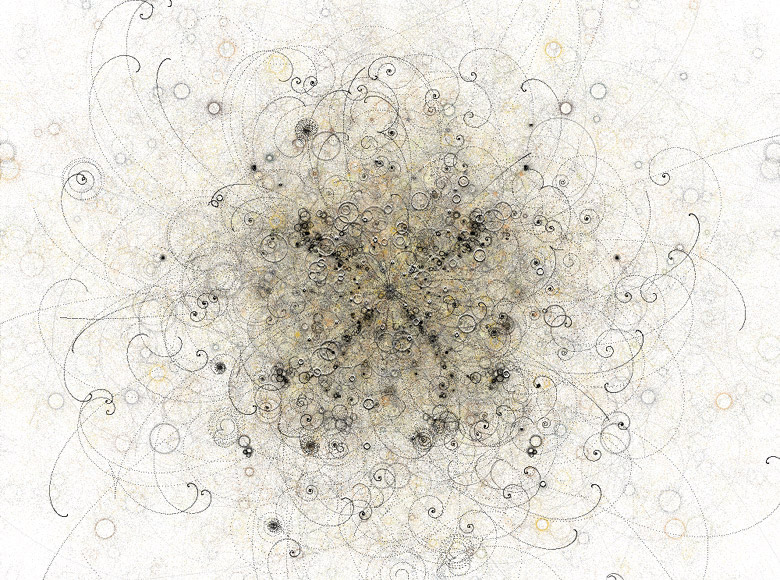 "Bubble Chamber"의 실행 예. 박테리아와 같은 유기적인 모양이 나타난다